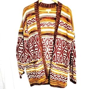 Lucky Brand Bohemian Knit Open Boho Cardigan Sweater Size L